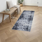 2x5 Washable Runner Rug：Modern Abstract Soft Carpet Dark Black | - Image 3