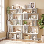 Giantex 5-Tier Bookshelf, 10-Cube White Geometric Bookcase - Image 8