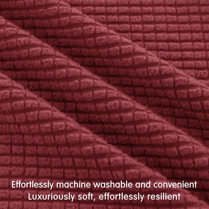 Hokway Couch Cushion Covers Christmas Wine Red Stretch Cushion Covers Sofa Seat - Image 5