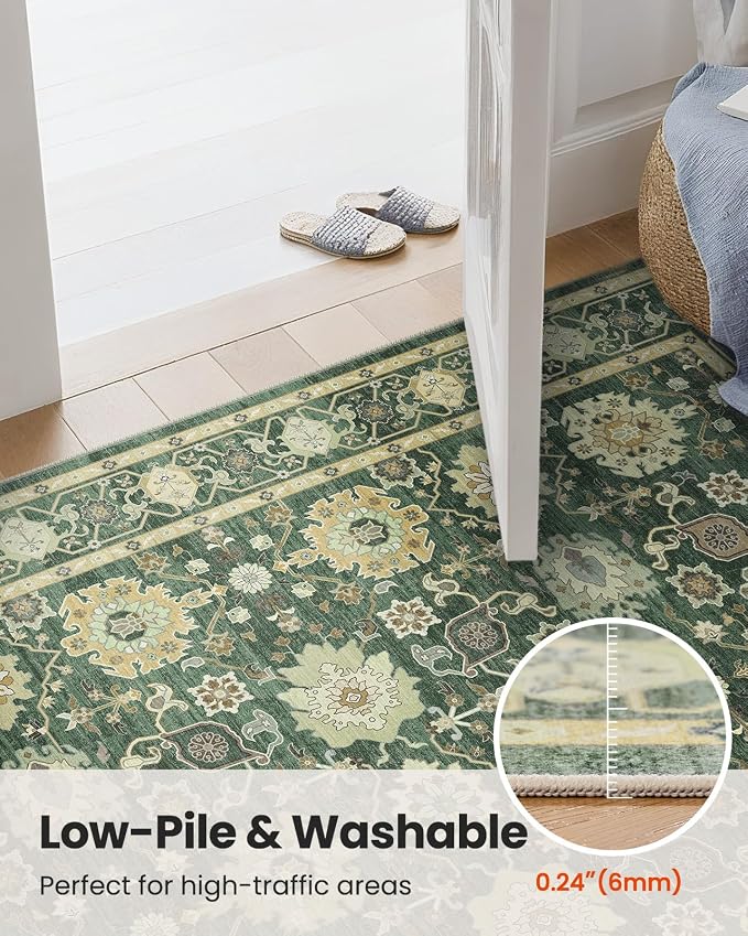 AMADA HOMEFURNISHING 2x3 Washable Entry Rug, Vintage Distress Print Pattern - Image 6