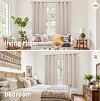 YoungsTex Linen Semi Sheer Curtains 63 Inch Length, Light Filtering Drapes | - Image 2