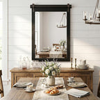 24"x36" Black Barn Door Wall Mirror, Solid Wood Framed Rustic Accent Mirror - Image 9