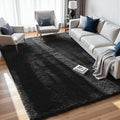 8x10 Fluffy Shag Area Rugs for Living Room Bedroom: Soft Plush Carpet Black | by CarpetAddColortoYourLife