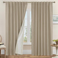 Taupe 100% Blackout Linen Curtains 84 Inch by LAMIT
