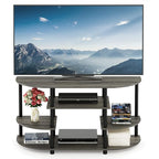 Furinno JAYA Simple Design Corner TV Stand, French Oak Grey/Black, 42.04 x - Image 3