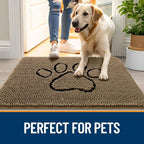 OLANLY Dog Door Mat for Muddy Paws 36x24, Paw Print Design Chenille Mud Mat | - Image 6