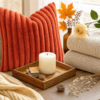 decorUhome Fall Faux Fur Throw Pillow Covers 24x24 Set of 2 Rust | Decorative - Image 8