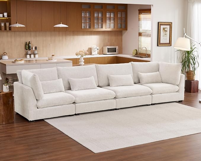 154" Oversized Chenille Couch Modular Sectional Sofa, Washable Cloud Couch - Image 4