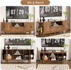 Mxtxmy 63" Fluted TV Stand for Tvs up to 70", Mid-Century Modern Entertainment - Image 6