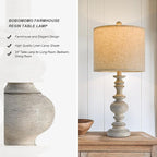 BOBOMOMO 24" Farmhouse Retro Table Lamp Set of 2, Traditional Resin Lamps - Image 6