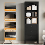 Bookshelf with Drawers, Floor Standing Display Storage Cabinet - Image 5