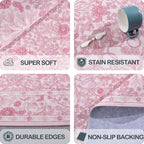 Vintage Pink Living Room Rug, 8x10 Washable Area Rugs - Image 7