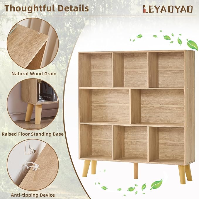 LEYAOYAO 8 Cube Bookshelf, 3 Tier Bookcase - Image 5