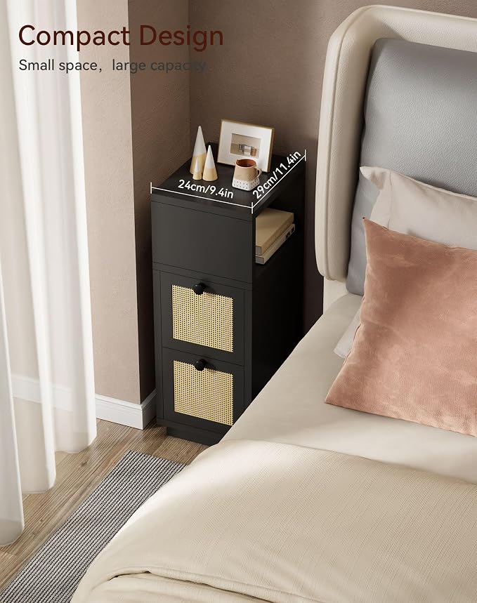 YMYNY Rattan Nightstands Set of 2, Boho Bedside Table - Image 4