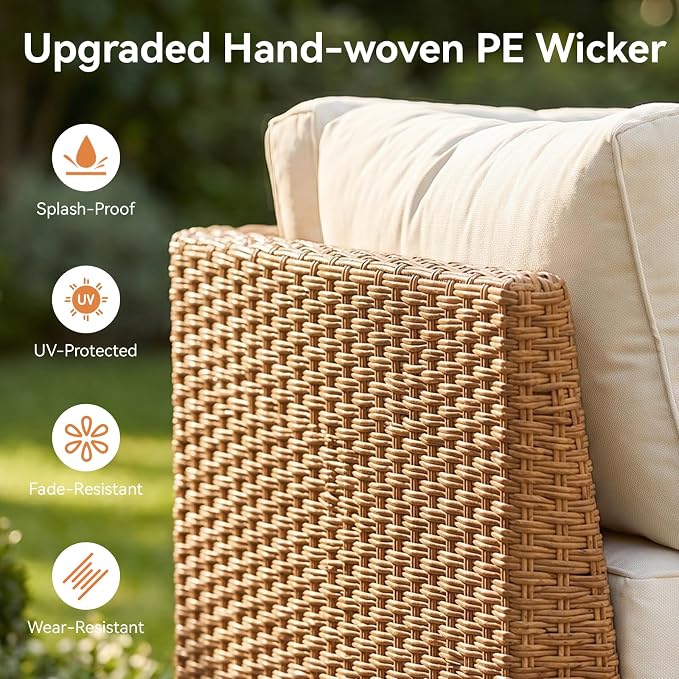 Aoxun 6-Piece Patio Furniture Set, Wicker Outdoor Furniture - Image 8