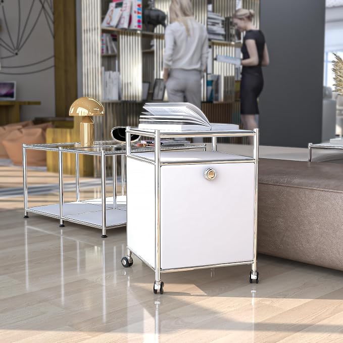 Matte Storage Cart with Flap Door, Large Capacity Storage Cart with Detachable - Image 7
