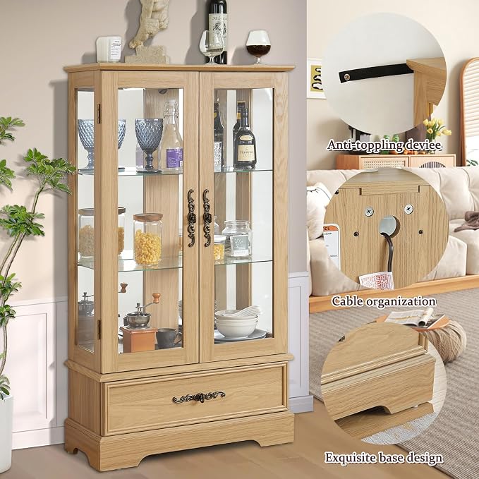 Lighted Glass Curio Display Cabinet - Image 6