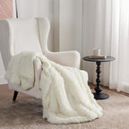Bedsure GentleSoft Fuzzy Sherpa Faux Fur Twin Blanket Cream Cozy Gifts - Image 6