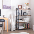 HCHQHS Bookshelf, 4-Tier Industrial Bookcase, Rustic Open Book Shelf, - Image 2