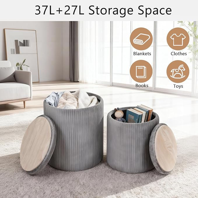 CAROLMADE Set of 2 Round Ottoman - Image 4