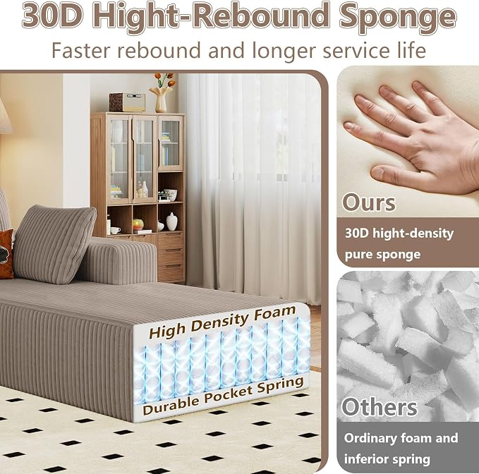 95" Cloud Sectional Couch U-Shaped Chaise - Image 3