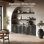 BELLEZE 3 Tier Bookshelf with Double-Arc Door - Image 4