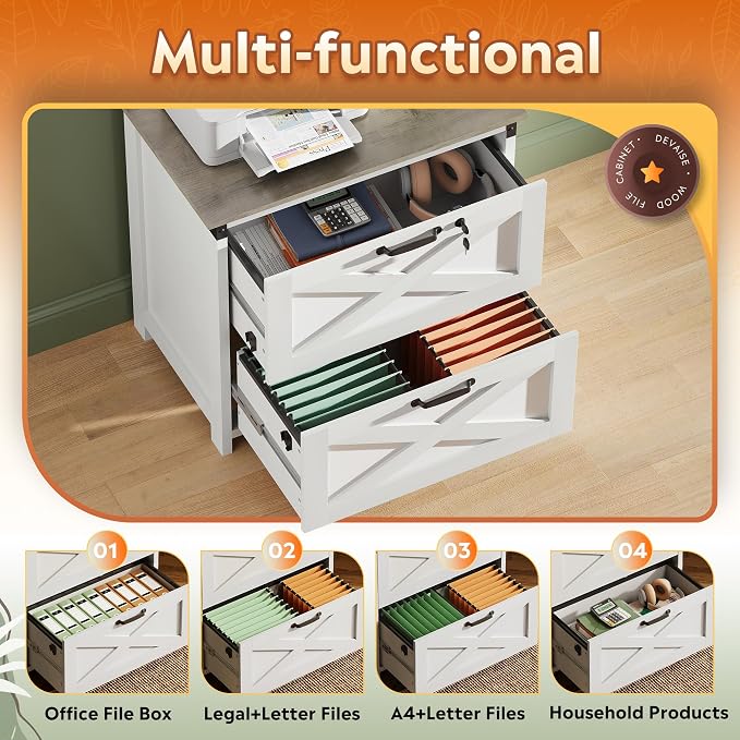 DEVAISE 2 Drawer File Cabinet, Lateral Wood Filing Storage Cabinet - Image 4