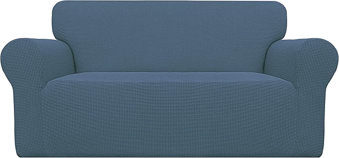 Easy-Going Stretch Oversized Loveseat Couch Covers Washable Bluestone | 1-Piece by Easy-Going