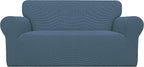 Easy-Going Stretch Loveseat Couch Covers Washable Bluestone | 1-Piece Loveseat by Easy-Going