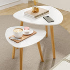 BAMEOS Bamboo Nesting Triangle End Table, Balcony in White - Image 2