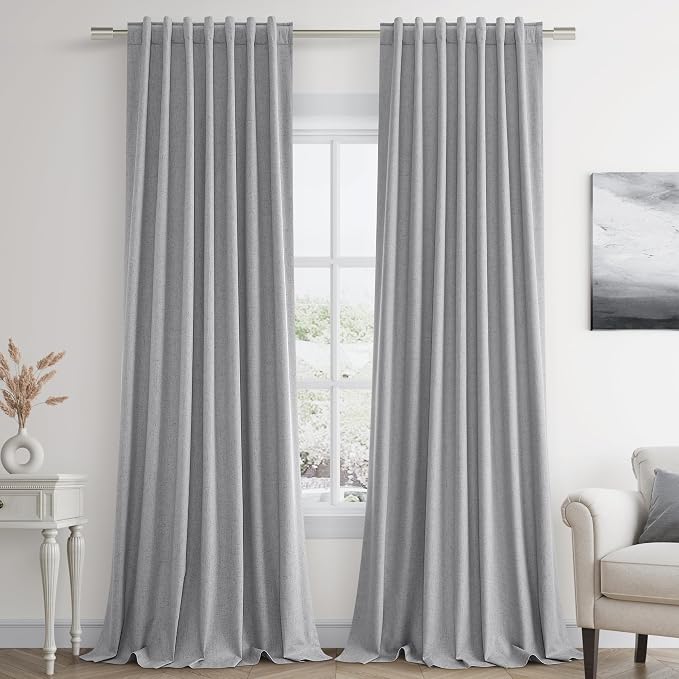 Grey 100% Blackout Curtains 84 Inch Length 2 Panels Set - Image 9