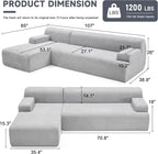 Weture 107" Modular Sectional Cloud Couch, Boneless couches Sponge sectionals - Image 2