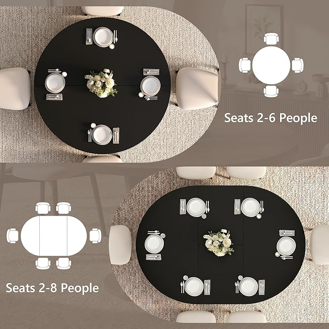 Einhomn 43-59" Extendable Round Dining Table, Kitchen Table - Image 6