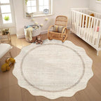 GarveeHome Scalloped Round Washable Rug Soft Modern Round Rugs 5 ft by GarveeHome