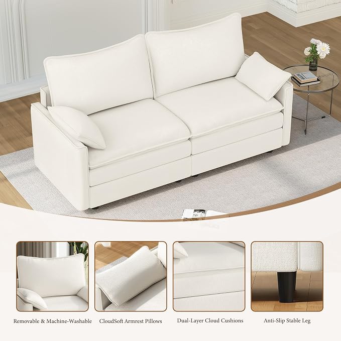 Vesgantti 74" Loveseat Sofa for Living Room, Comfy Cloud Couch Deep Seat - Image 5