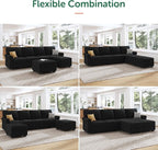 HONBAY Sectional Sofa with Storage Seat Velvet U Shaped Couch with Reversible - Image 4
