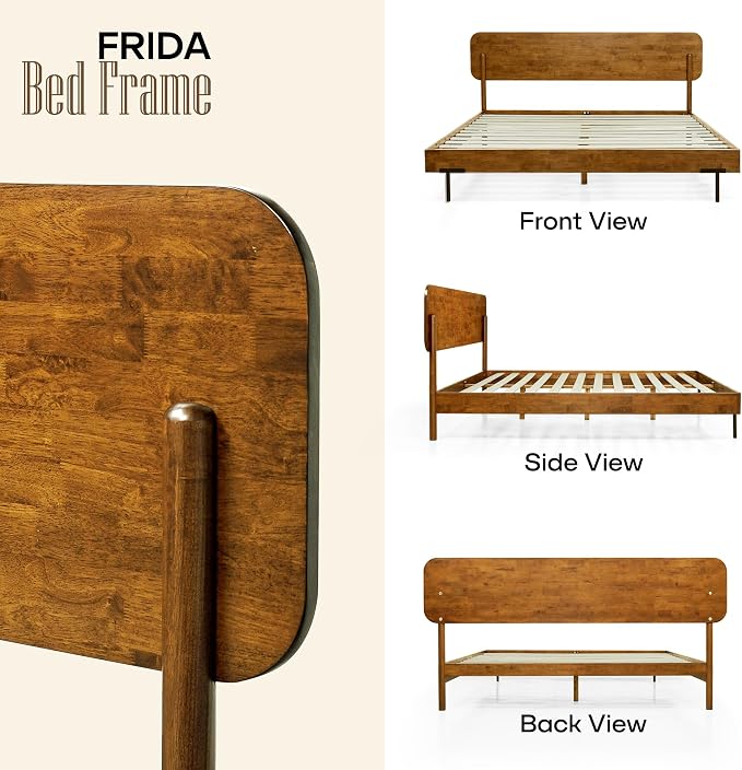 Acacia Frida King Size Bed Frame and Headboard Solid Wood Platform Bed - Image 8