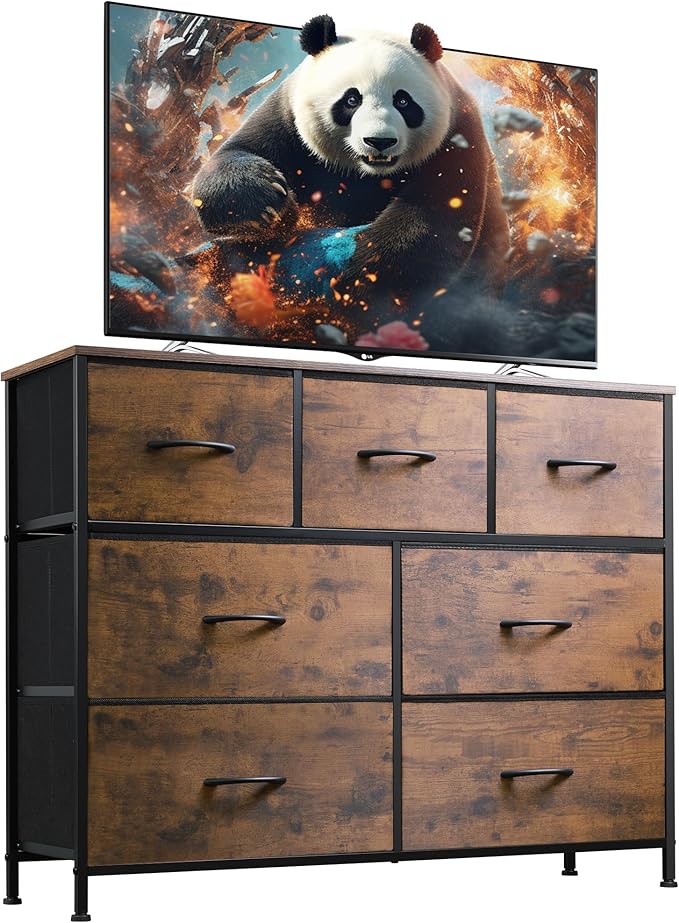 WLIVE 7 Drawer Dresser TV Stand, Entertainment Center, Media Console Table by WLIVE