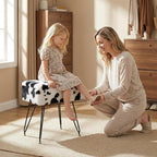 Vanity Stool Chair, Faux Fur Ottoman Foot Stool - Image 8