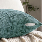 MIULEE Chenille Textured Throw Pillow Covers Teal 20x20 Set of 2 | Slubby - Image 7