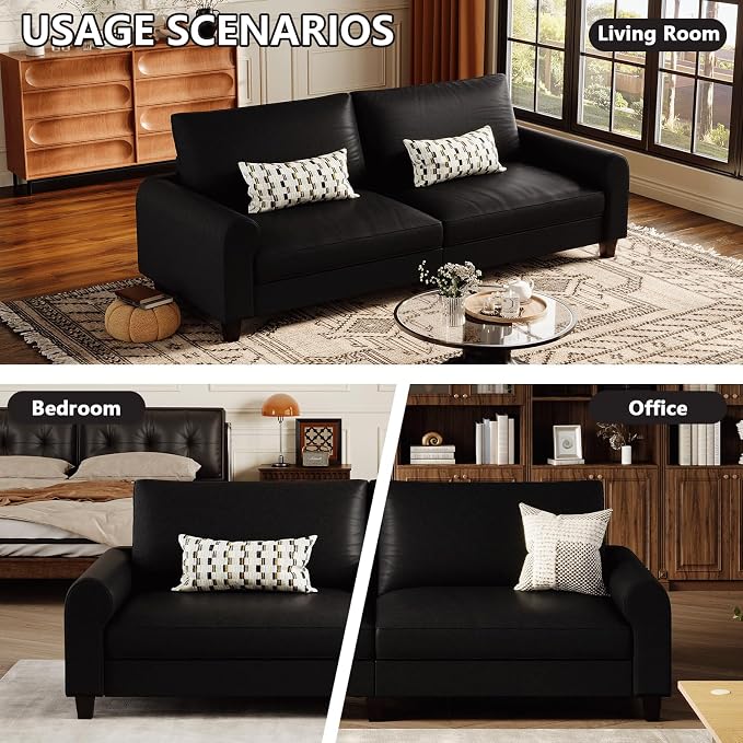 EASE MOOSE 70.6" Faux Leather Loveseat Sofa, Deep Seat Waterproof and - Image 8