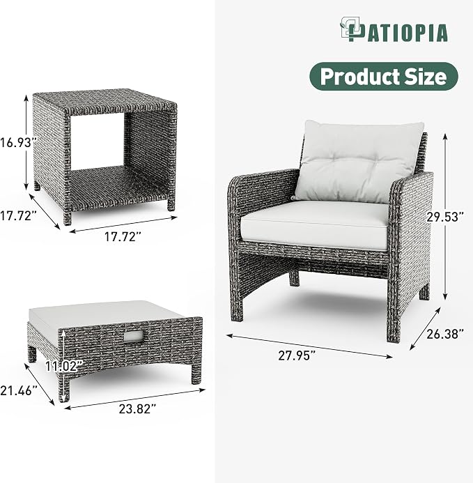 Pamapic Outdoor Furniture 5 Piece Patio Conversation Set, Wicker Rattan Patio - Image 4
