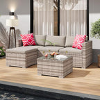 5-Piece Outdoor Sectional Sofa Set, All-Weather PE Rattan Patio Furniture - Image 8