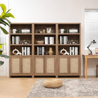SICOTAS Bookcase 71" Tall Bookshelf 5 Tier Rattan Boho Bookcase - Image 3