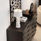 Fluted Storage Unit Cabinet, Modern Black Console Cabinets - Image 4