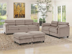 HAOMARKETS Corduroy 4-Piece Sofa Set, Upholstered Ottoman Set of 2, Loveseat by HAOMARKETS