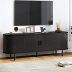 63" TV Stand with Power Outlet, Modern Media Console with Sliding Doors by ComfyCorner