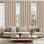 Grommet Blackout Curtains for Bedroom 70 x 84 Inches Camel 2 Panels | Thermal - Image 6