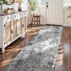 3x10 Grey Rug Runners for Hallways Kitchen Runner Rug Non Slip Washable Black by OmpaaHomeDecor