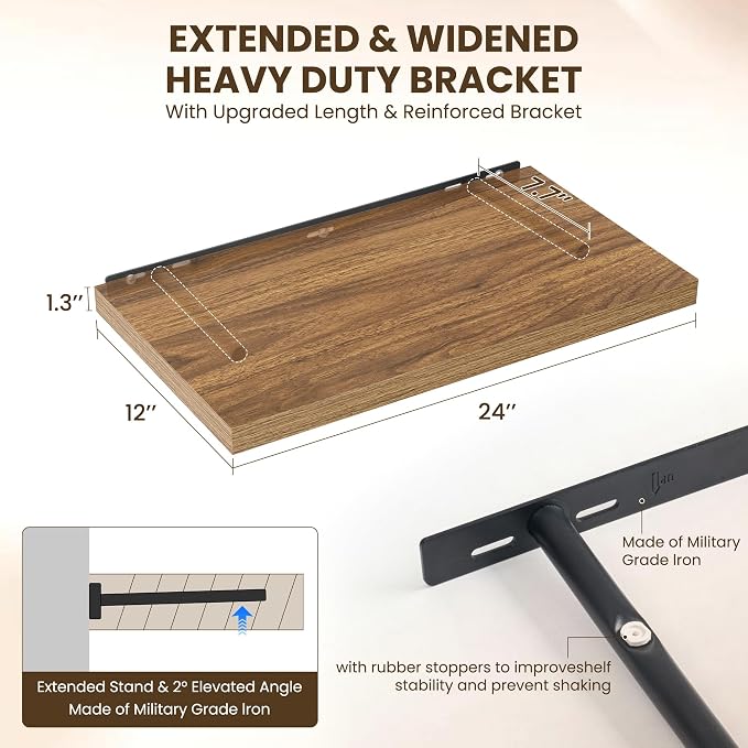Dreamland 24" Floating Shelves for Wall, Wall-Mounted Shelves for Bedroom - Image 3